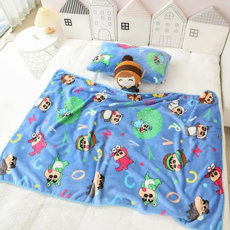 

Crayon Shin-Chan Kawaii Anime 150X100Cm Blanket Cute Cartoon Fashion Comfortable Flannel Thickened Car Cover Blanket Girls Gifts