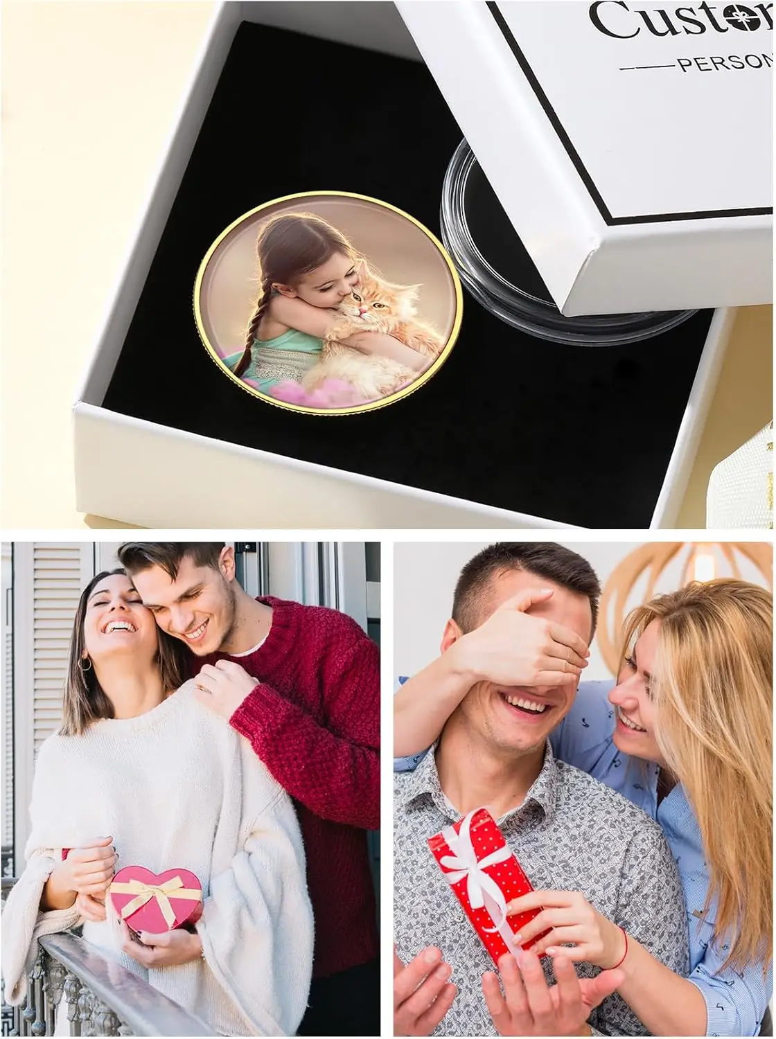 U7 Custom Photo Pocket Coin Text Engraved Firefighter/JOHN 3:16 Red Heart Commemorative Coins Anniversary Memorial Jewelry Gift