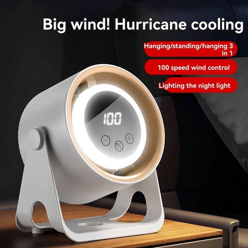 

Desk Fans Small Quiet, 100 Speeds Rechargeable Fan WhiteJAS