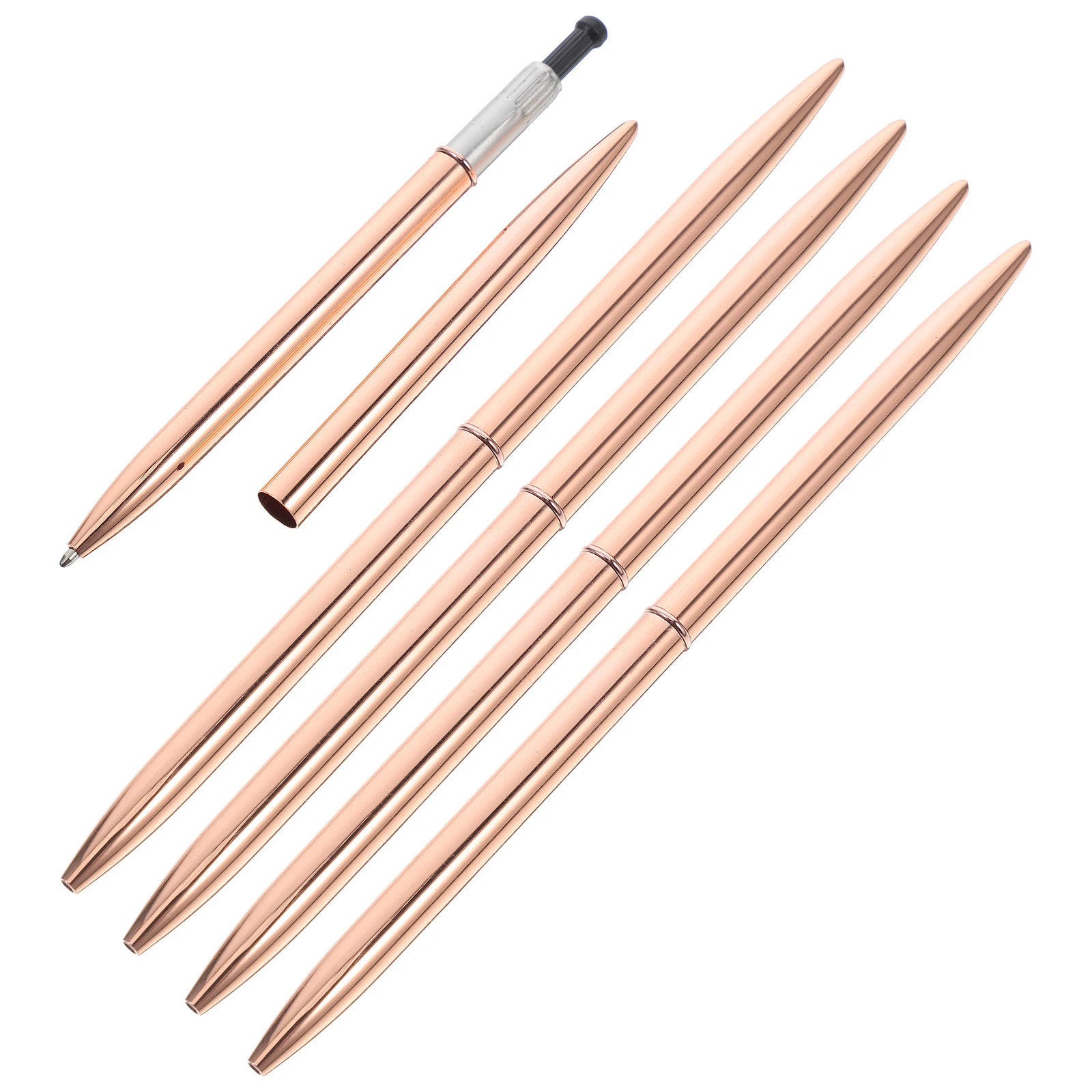 

5pcs Rotary Ballpoint Pens Black Ink 1.0 Refill Metal Retractable Pen For Office Business Study Portable Writing Stationery