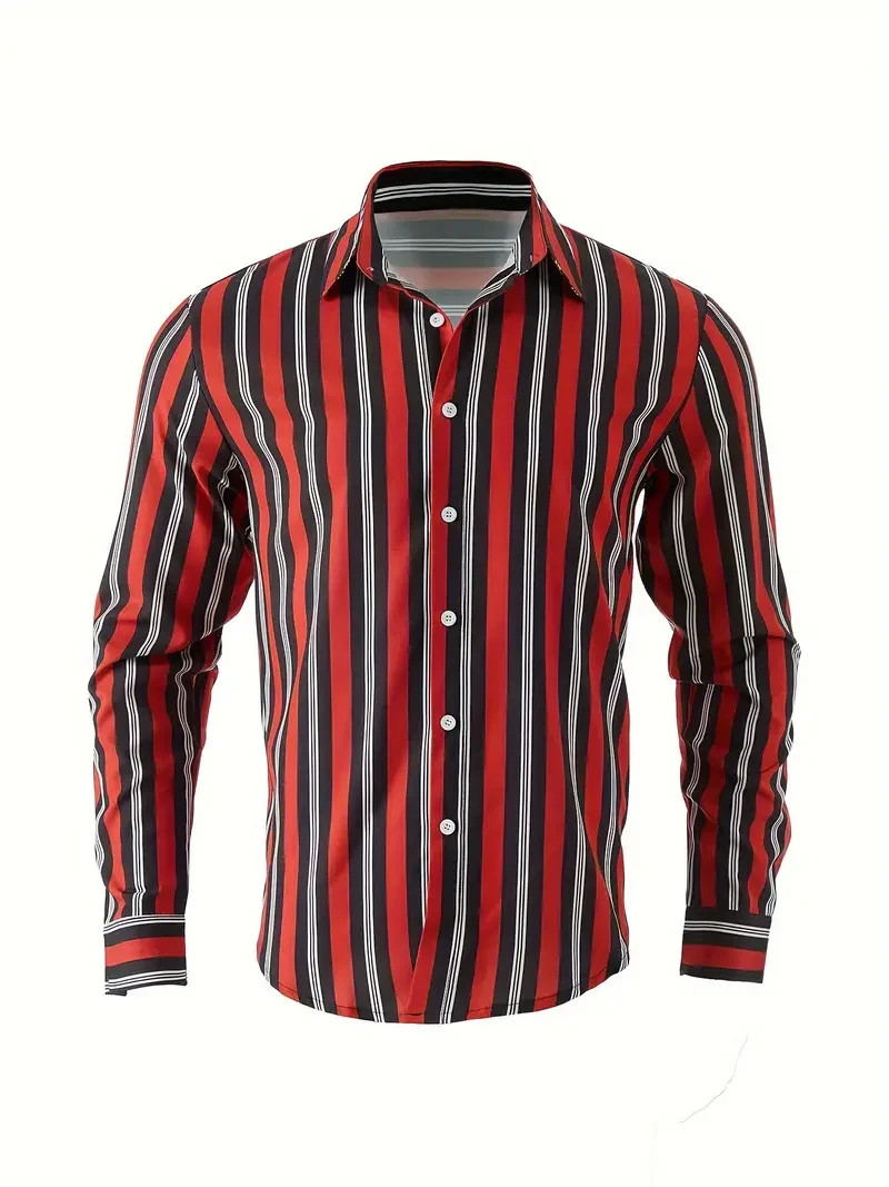 Chemise rayée boutonnée à manches longues pour hommes, design classique, occasions d'affaires, printemps, automne, médicaments