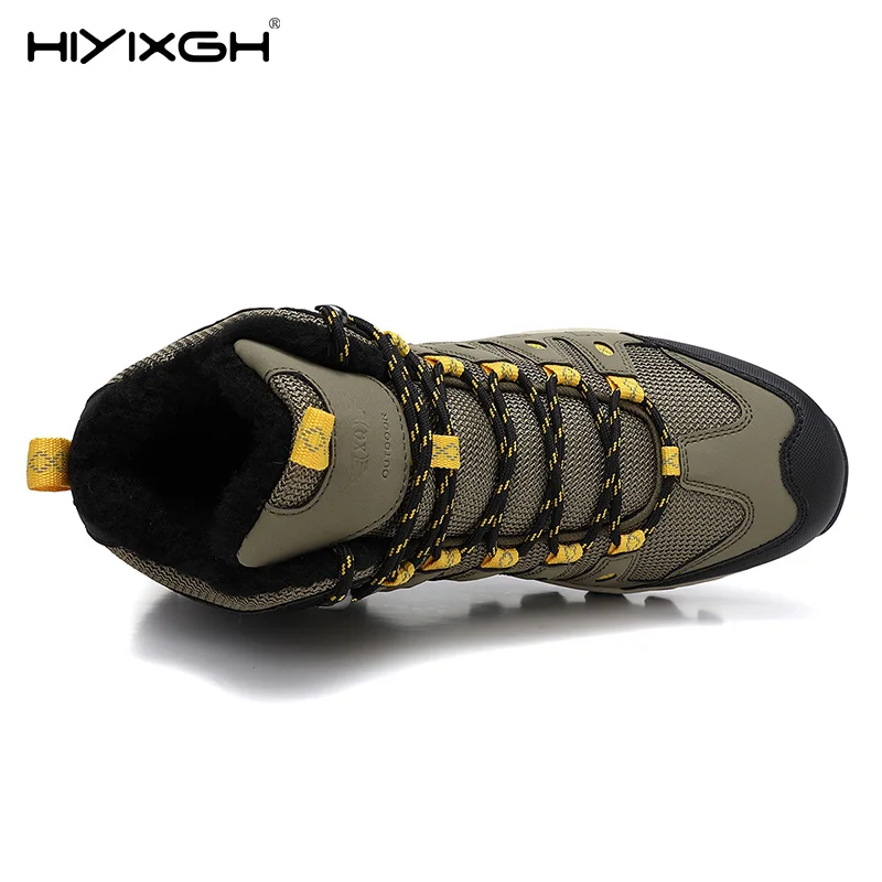 2026 Winter Men's Mid‑Top Fleece Lined Outdoor Shoes Non‑Slip Durable Casual Hiking Camping Trekking Sneakers EU 39‑46