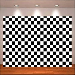 1.5 * 1M vinyl black and white checkered racing theme birthday party background photo booth photo decoration props