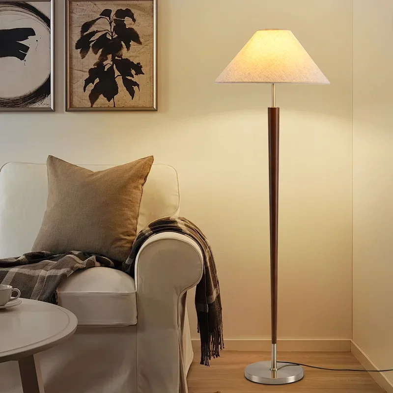 

SANDYAN Modern Walnut Floor Lamp Solid Wood Art Living Room Decorative Lighting Bedroom Bedside Table Sofa Stand Up Desk Light
