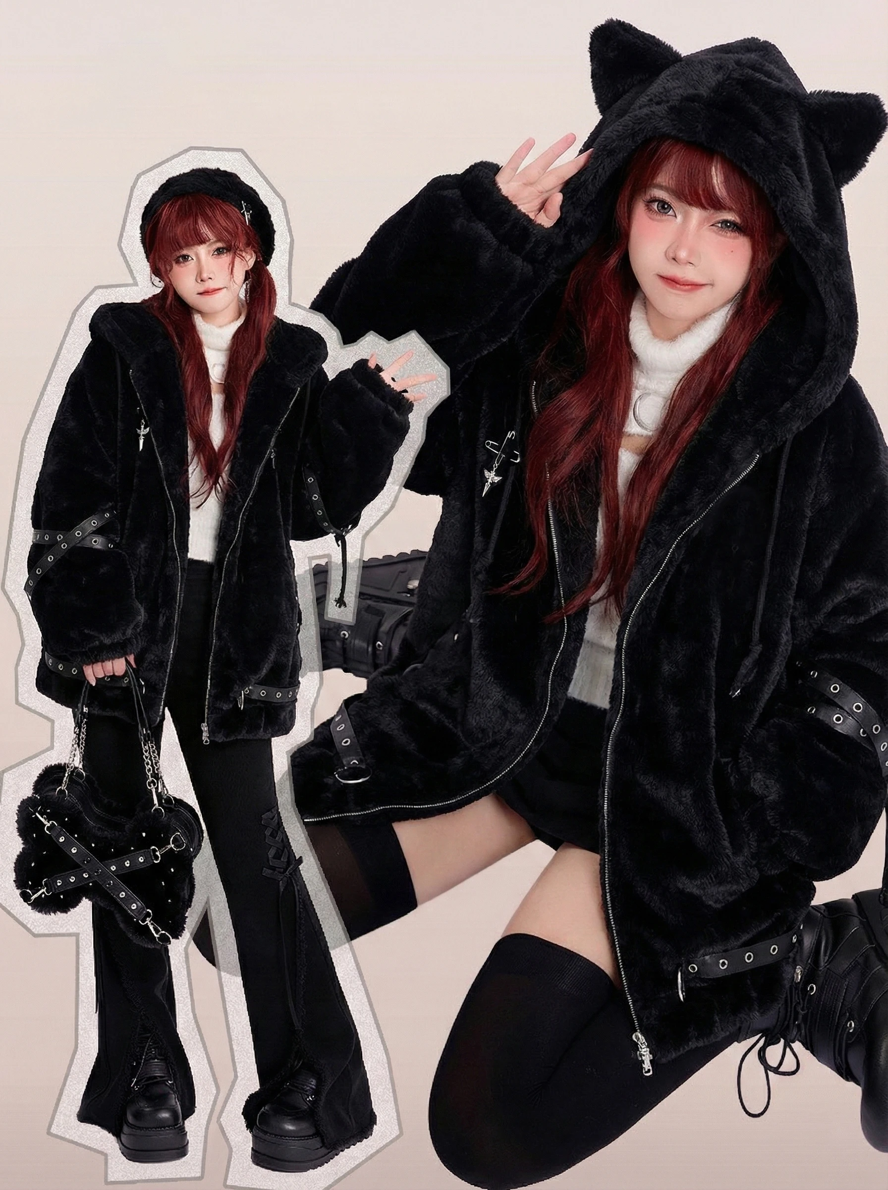 

Толстовка в японском стиле панк с длинным рукавом, женская повседневная толстовка на молнии с капюшоном в готическом стиле Y2K, субкультура, толстовки в стиле Харадзюку, осень-весна