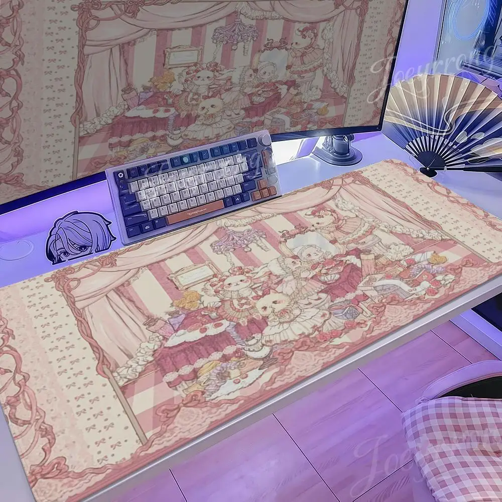 

Mouse Pad 1000x500 Taro Sakamoto Days XXL Large Non-slip Office Keyboard Mats Desk Mat Pink Rococo Party