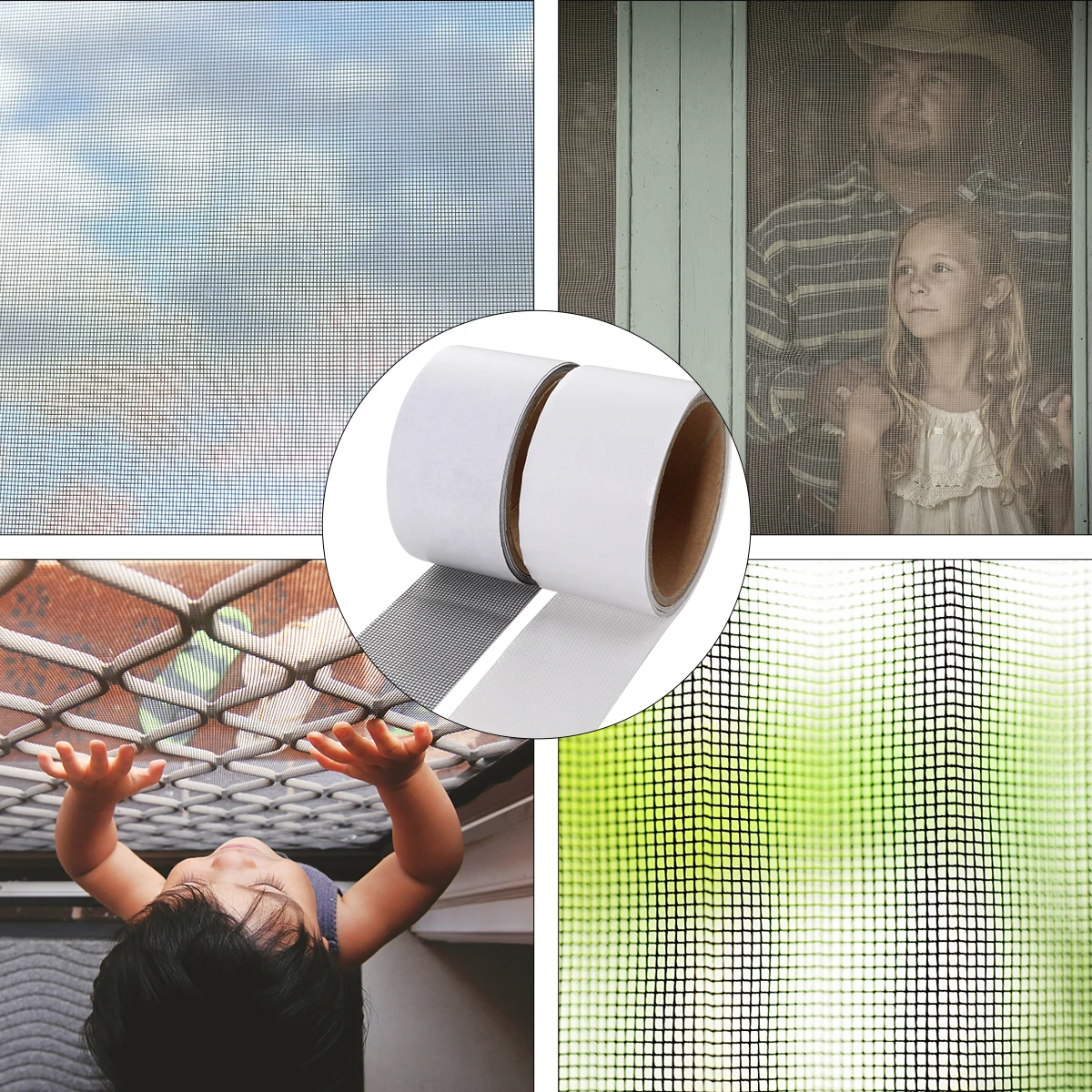 

2pcs Fiberglass Screen Repair Tape Mesh Sticker Strong Adhesive Waterproof Fireproof Tear Resistant For Window Door Patio Tent