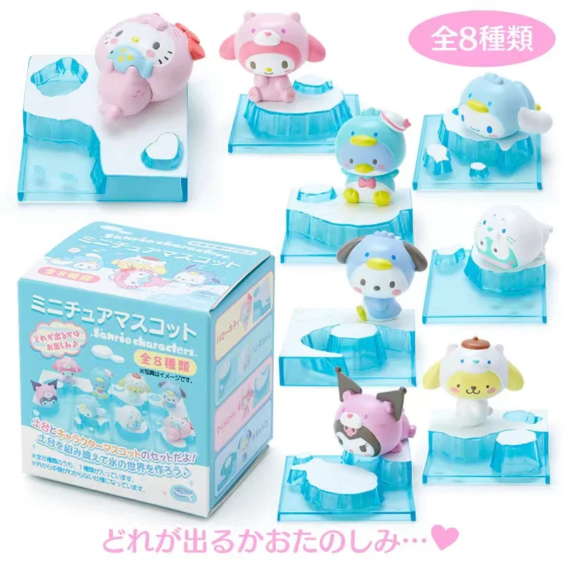 

Sanrio Ледяной Мир Tuxedosam Hangyodon Kuromi Mymelody Cinnamoroll кукла коробка Настольное Украшение Фигурка модель игрушки для детей