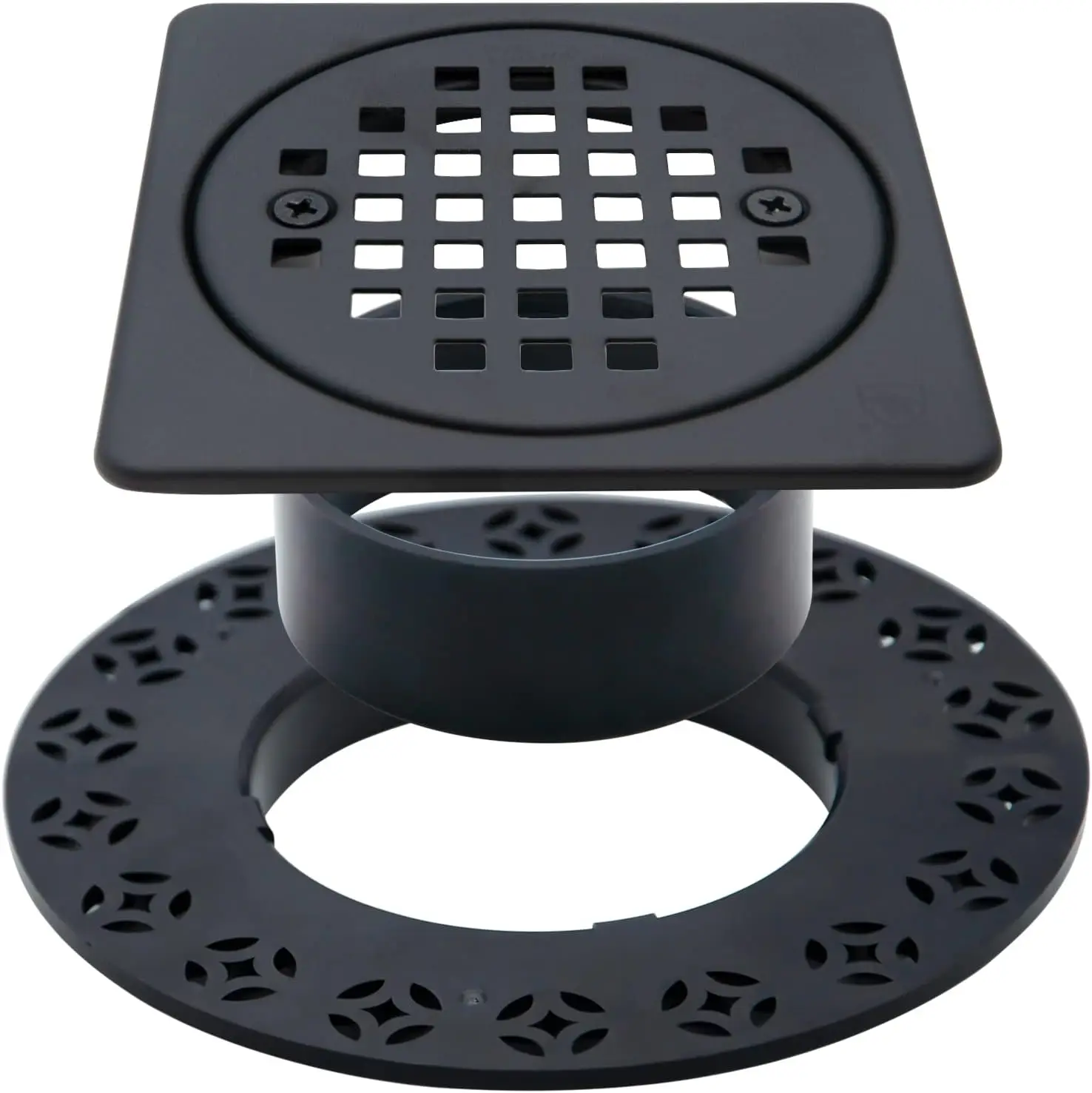 

4 Inch Drain Grate Kit Compatible with Schluter Kerdi-Drain Flange Square Shower Floor Drain SS304 Stainless Steel and ABS Mater