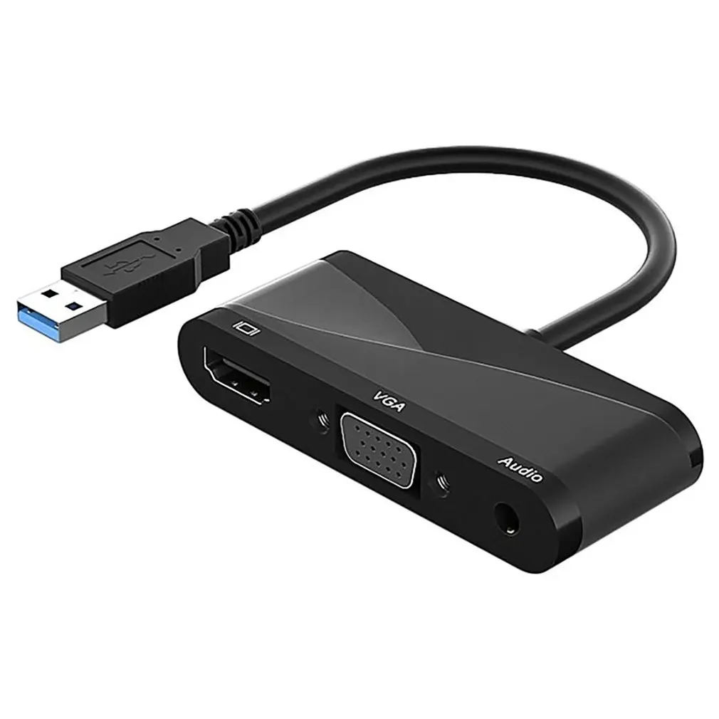 USB 3.0 Hub to HDMII-compatible VGA With 3.5mm Audio Adapter USB Converter for Huawei matebook X 13 Macbook pro air C207