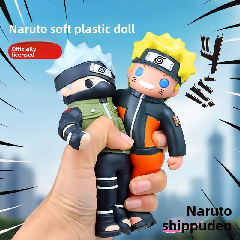

Genuine Naruto Soft Glue Elastic Pull-up Music Stretchable Doll Ornament Decompression Doll Boy Gift Toy