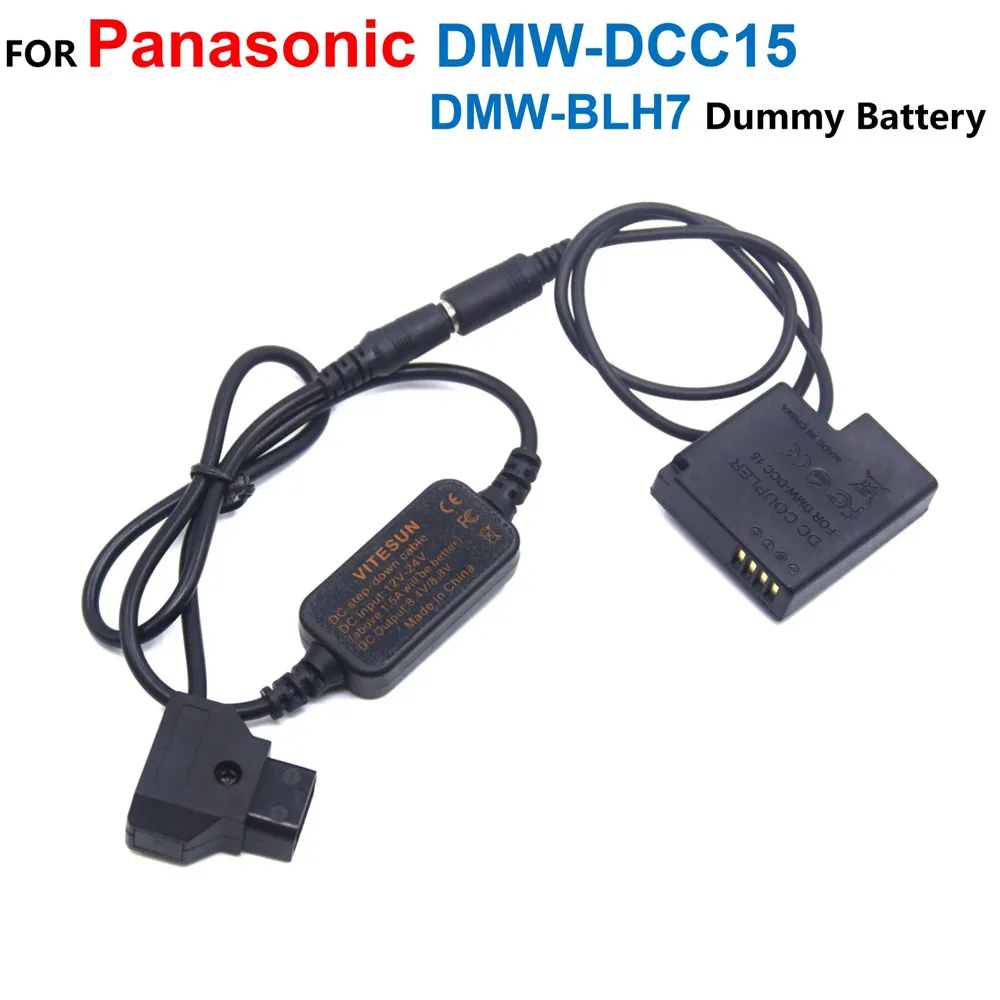 

DMW-DCC15 BLH7 BLH7E Dummy Battery+D-TAP Dtap 12-24V Power Step-Down Cable Adapter For Panasonic DMC-GM1 DMC-GM5 GF7 GF8