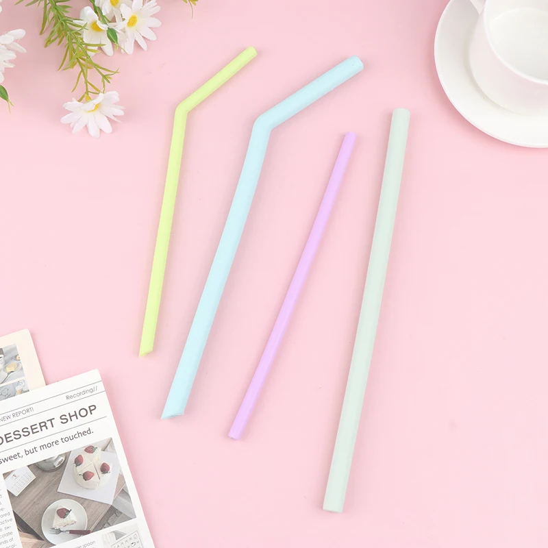 6Pcs Reusable Food Grade Silicone Straws Straight Bent Multicolor Drinking Straw For Children\'s Party Bar Accessories