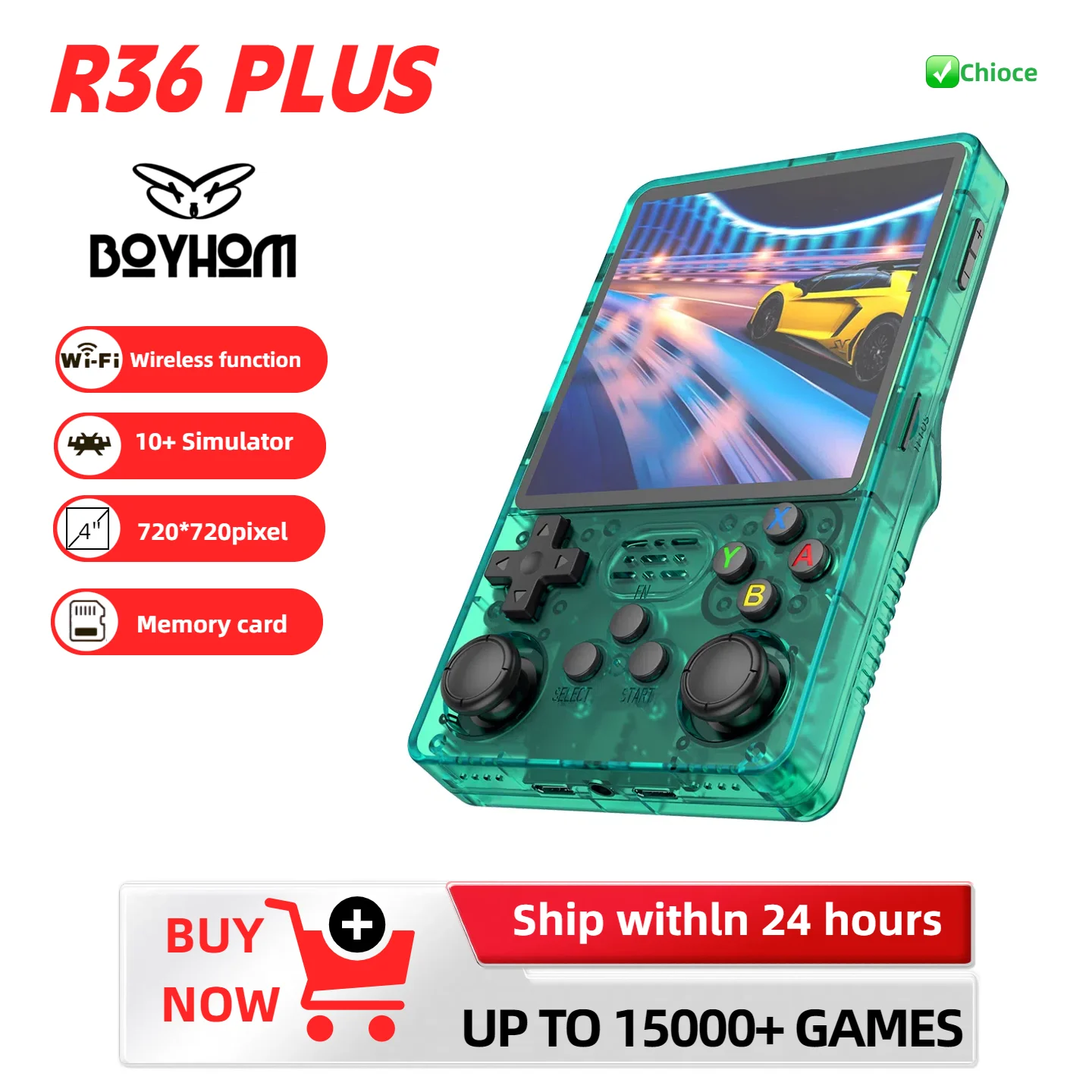 2025 R36PLUS Open Source System Retro Gaming Handheld Pocket Console 4 inch IPS Display 720*720 Built-in WiFi Kids Gift