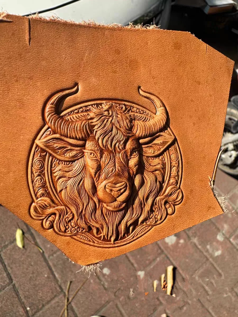 2pcs3D Cow Head Leather Shaping Stamp Embossing Mold, Leather Craft Carving Stamper Aluminum Alloy Metal Stamp Pressing Material