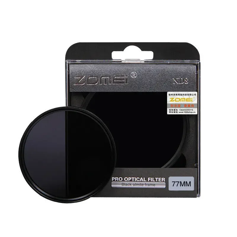 Filtro de lente ND 2 4 8 de densidad neutra de 37/49/52/55/58/67/72/77/82 mm para Canon Sony