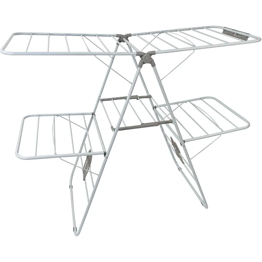 Large Capacity Double Drying Rack with Height Adjustable Design Rustproof Finish NonSlip Clips and Drainage Features for Airy a