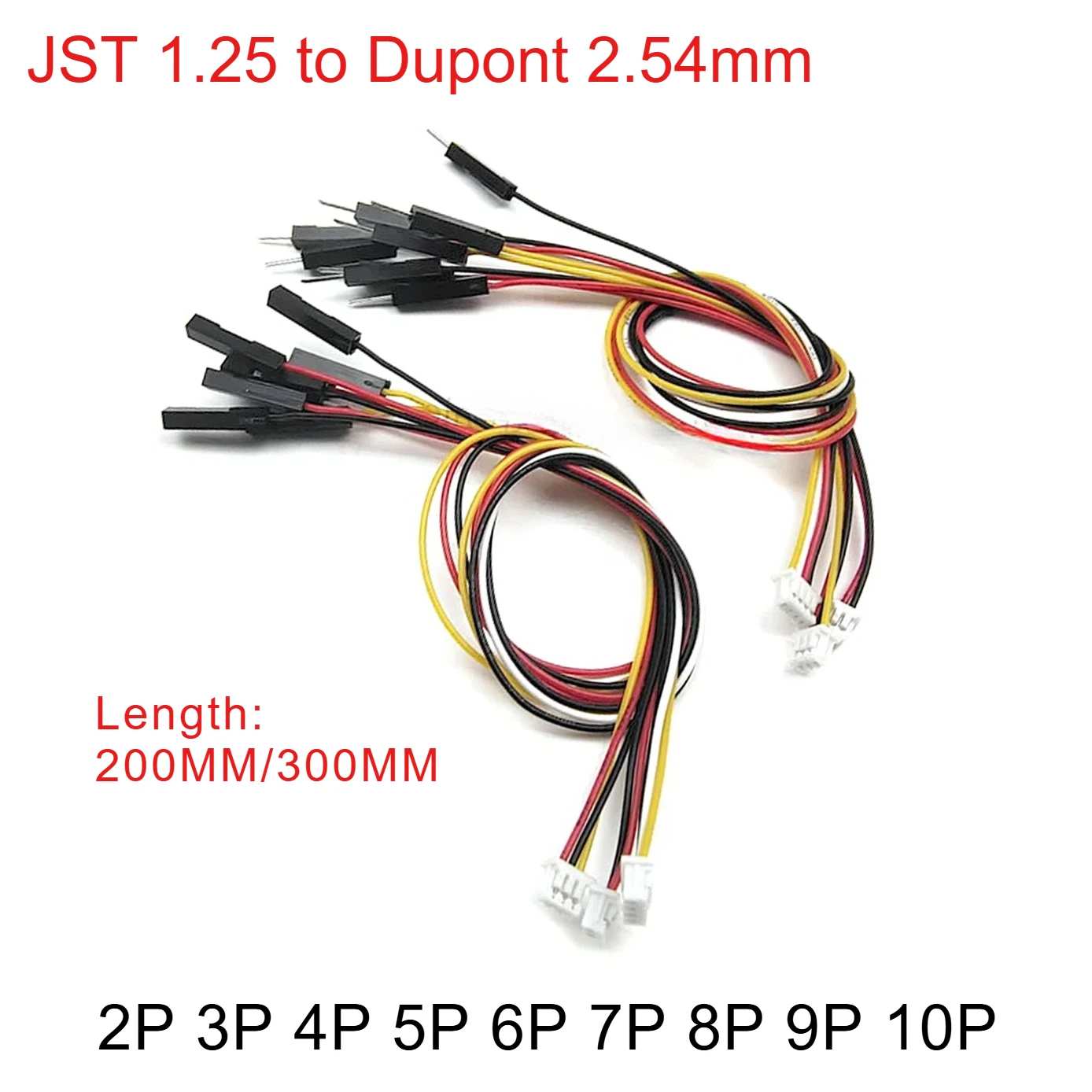 5PC MX1.25 JST Passo 1.25mm a DuPont 1P 20/30cm Maschio Femmina Cavo 2/3/4-10P Cavo di collegamento scheda 1 Trascina 4 Cavo terminale sensore