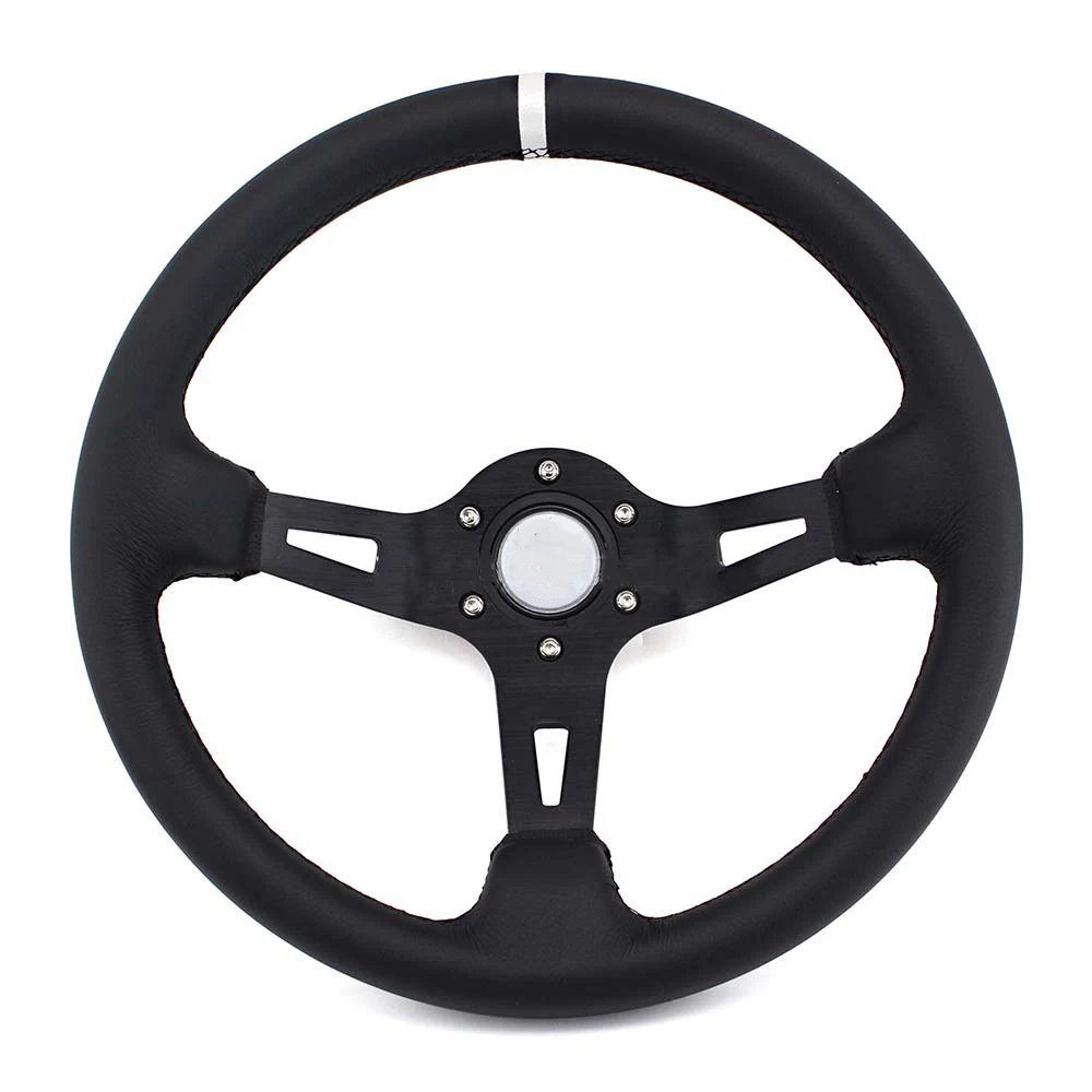 Universal 13 Inch 330MM Modification Steering Wheel Tools Personalized Leather Deep Disc Racing Drift Steering Wheel Accessories