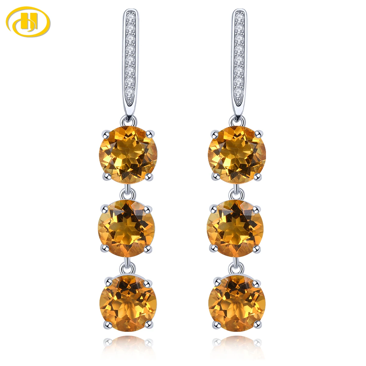 Natural Citrine Sterling Silver S925 Drop Earring 10.8 Carats Genuine Gemstone Women Classic Fine Jewelrys Birthday Gifts