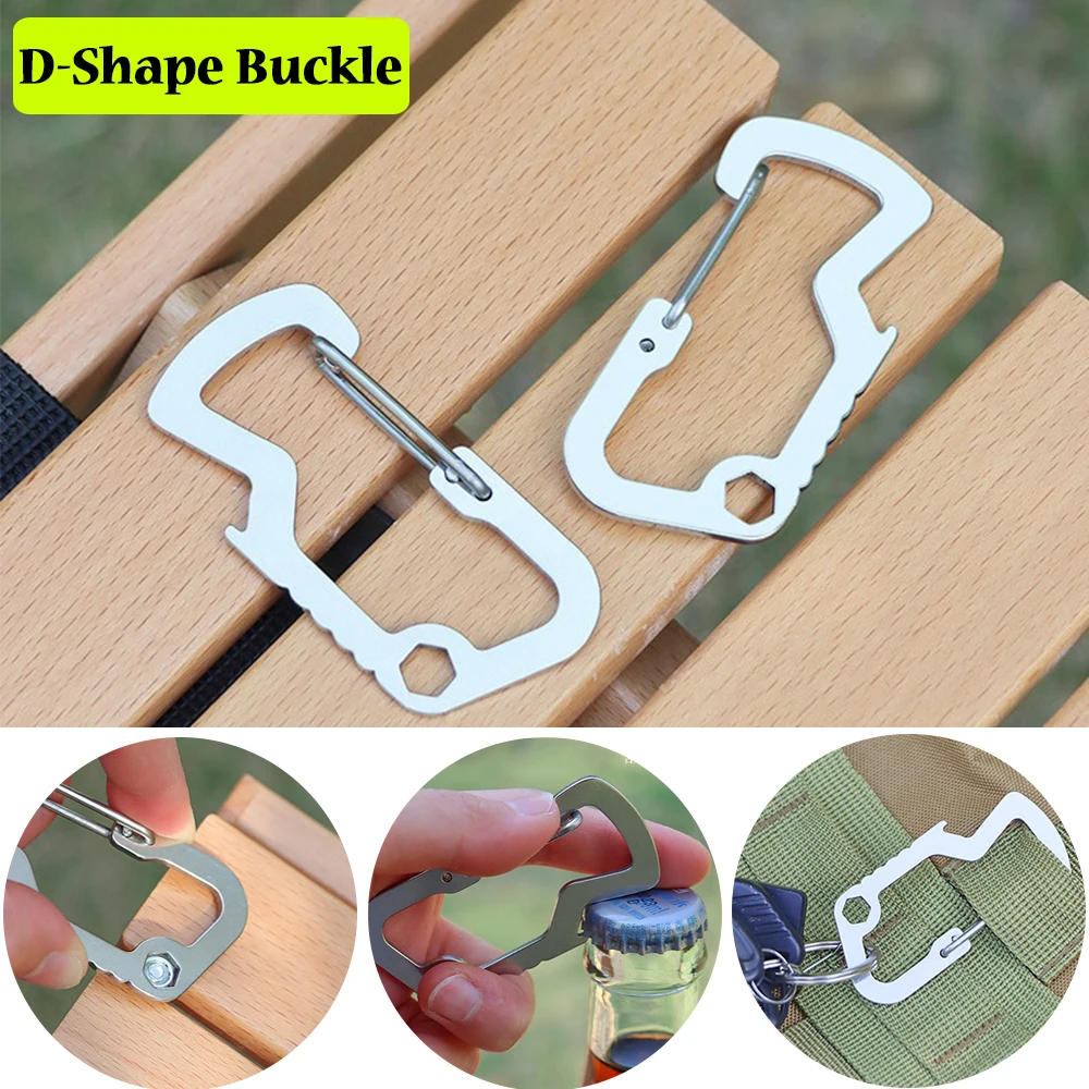 

10pcs Multi-function Stainless Steel D-shape Buckle Quick Hook for Allen Key,Bottle Opener,Mountaineering Buckle,Key Chain Hook