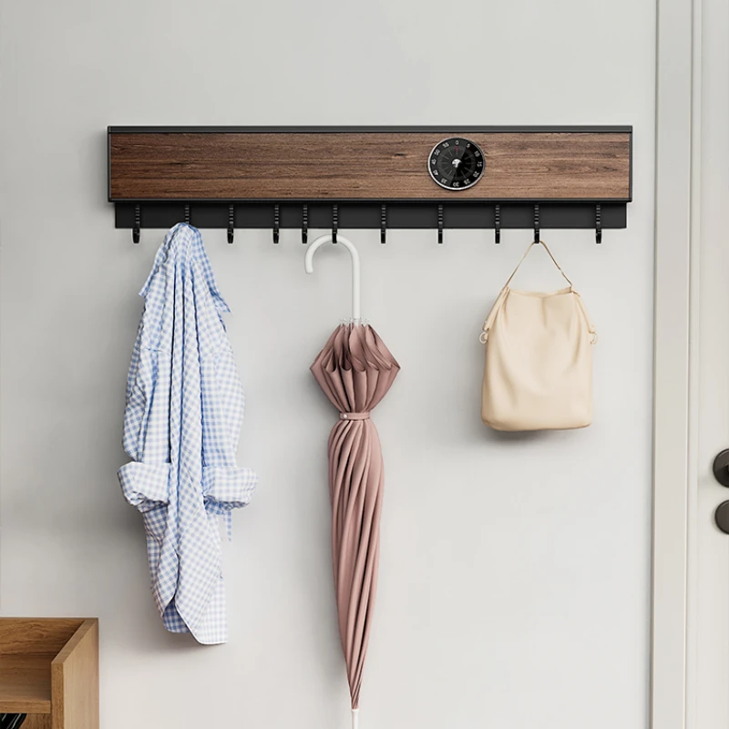 

Space-Saving Wall Hook Rack, European Style Aluminum Hanger, No-Drill Made with Solid Walnut, Heavy-Duty Movable Storage