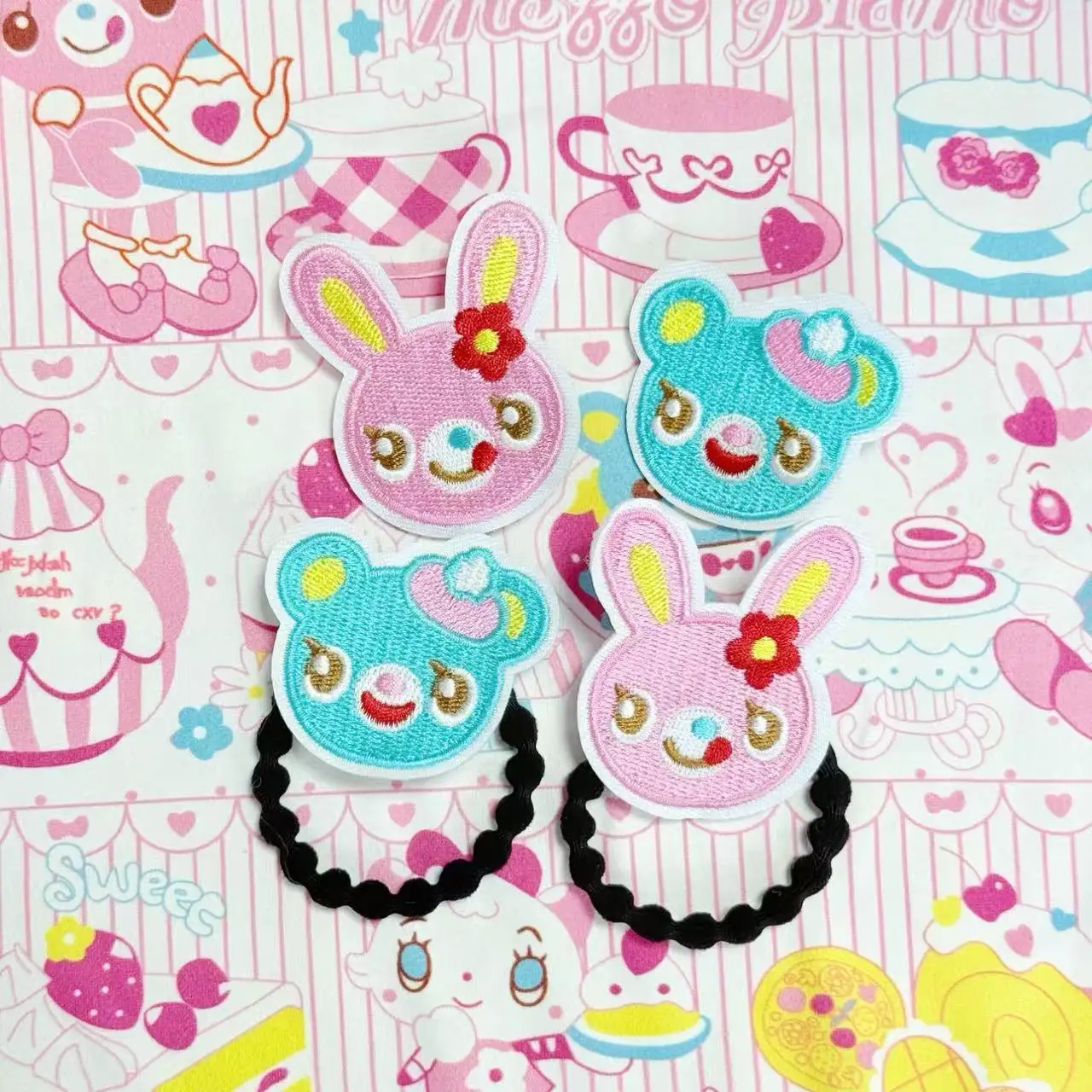 

Japanese Cartoon Mezzo Embroidery Hair Clips for Girls Y2k Hair Accessories Sweet Girl All Match Cute Core Hair Rope Headwear