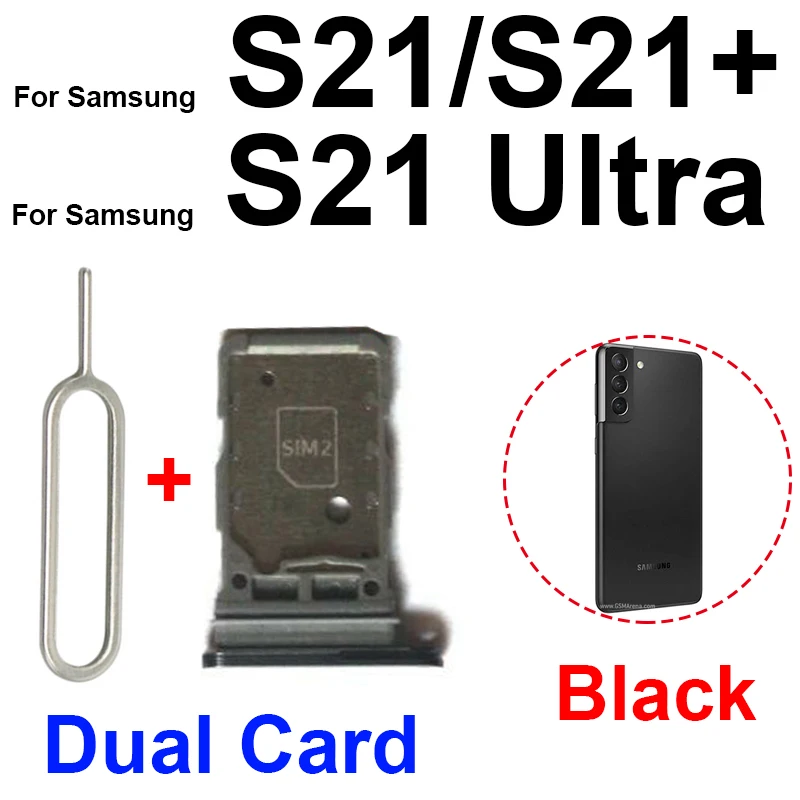 Sim Card Tray For Samsung S21 S21 Plus S21 Ultra S21FE G990 G990B/N Dual Sim Card Slot Tray Holder Sim Card Reader Parts