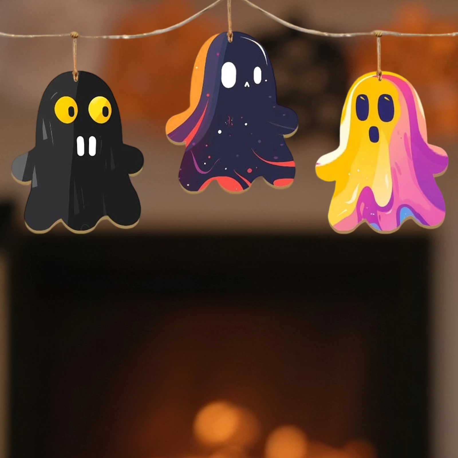 10 قطع من قلادة شبح خشبي للهالوين يمكنك صنعها بنفسك زخرفة معلقة للديكور المخيف للاستخدام المنزلي والحفلات والمهرجانات