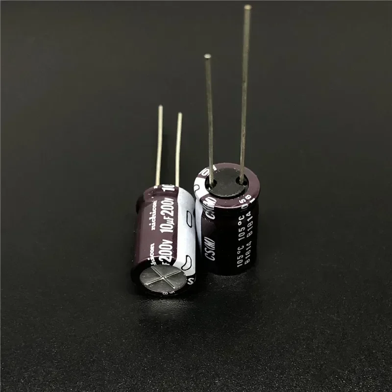 10 Stück/100 Stück NICHICON CS-Serie 10 x 16 mm hoher Welligkeitsstrom, hohe Zuverlässigkeit, 200 V, 10 uF, Aluminium-Elektrolytkondensatoren