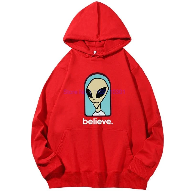 Funny Alien Graphic Hooded Sweatshirts Workshop Believe Speed Way Essentials Cotton Spring Autumn Hoodie Men's Sportswear