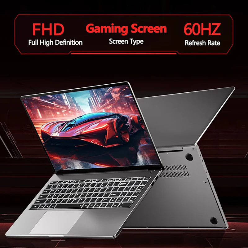 Ordenador portátil para videojuegos, Notebook AMD R3 2200U de 15,6 pulgadas, 32GB de RAM, 2TB SSD, desbloqueo por huella dactilar, DDR4, Windows 11, teclado negro