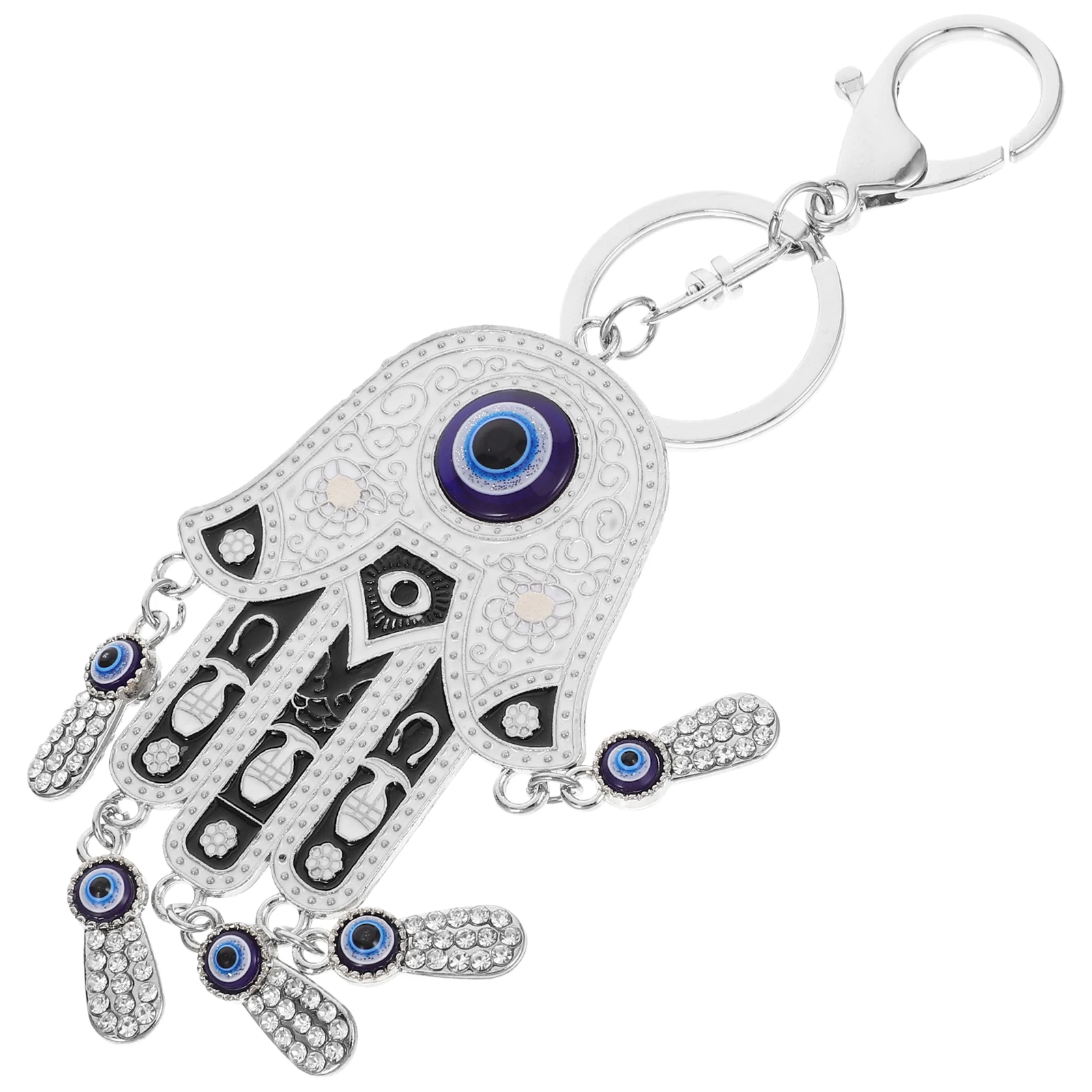 

Blue Eye Keychain Evil Eye Hand Ring Pendant Decorative Bag Car Key Pendant Wear Resistant Practical Key Chain For Gift