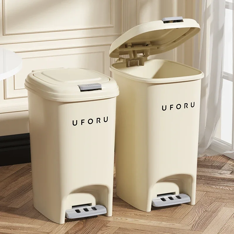 10L/20L Double Pedal Trash Can with Lid for Kitchen Living Room Bathroom Toilet DIY Cute Creative Foot/Push Type Large Capacity