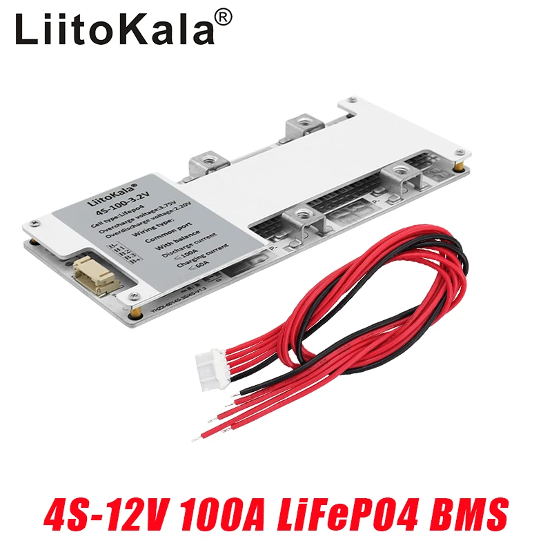 LiitoKala 4S 12V 100A BMS LiFePo4 Lithium Iron Phosphate Battery Protection Circuit Board With Balanced Charging