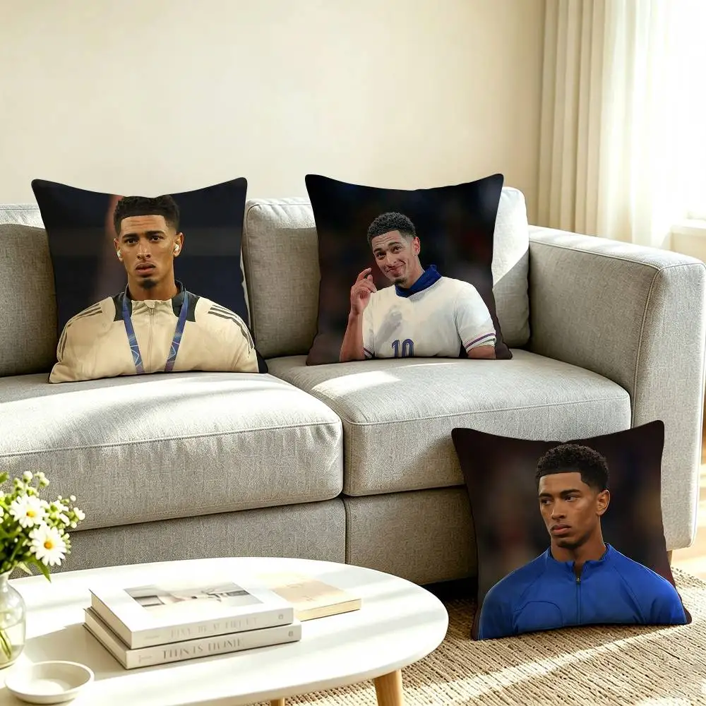 J-Jude Bellingham Football Player Square Double-Sided printed Pillow Case Bedroom Bedside Pillow Sofa Cushion Cover