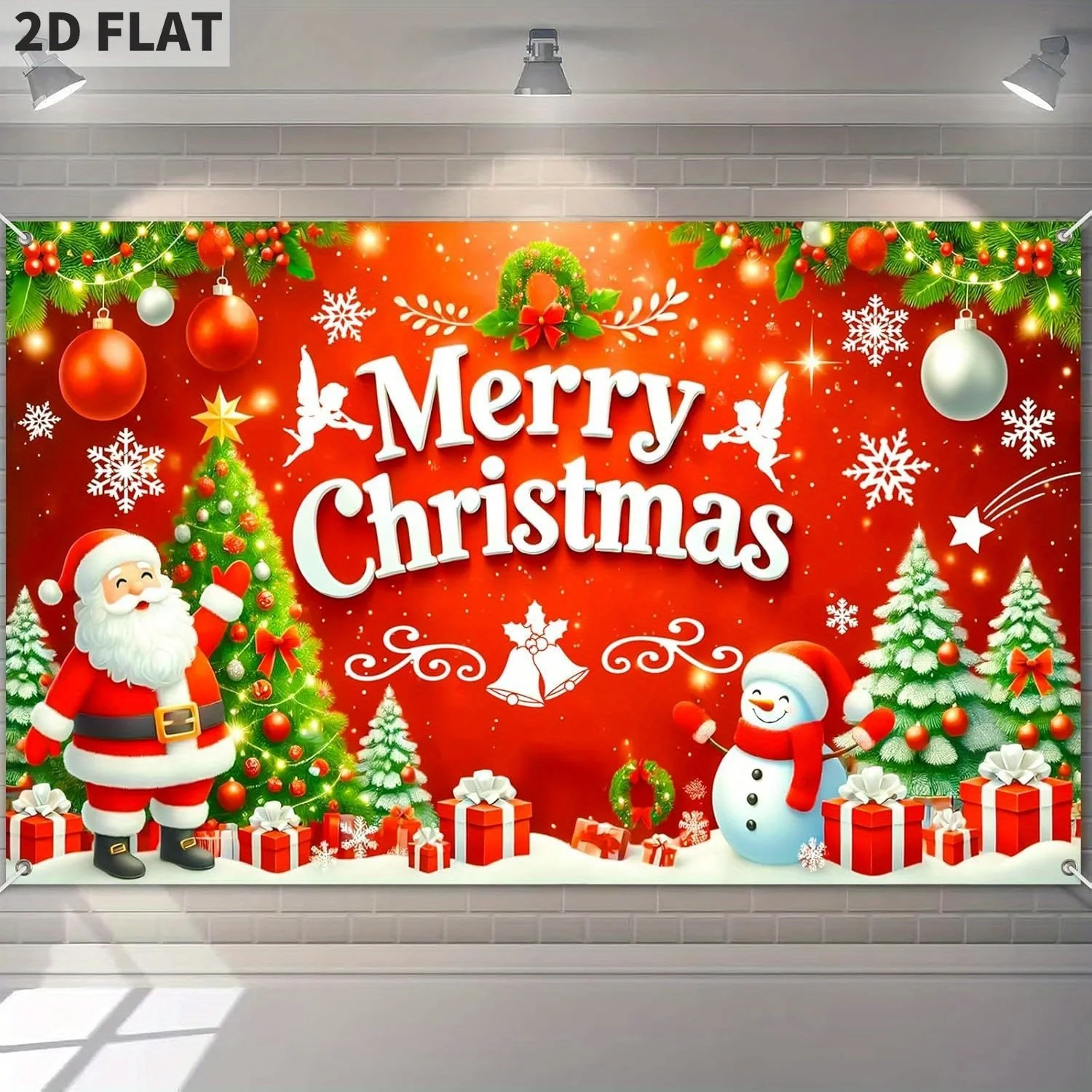

Merry Christmas Banner Christmas Tree Holiday Banner for Front Door Wall Party Decoration Indoor Outdoor Scene Photo Backdrop