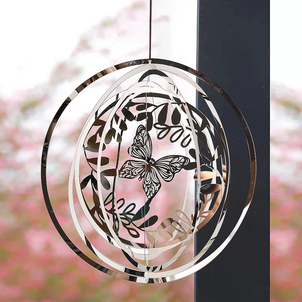Spinner à vent rotatif à sublimation papillon 3D, pendentif en métal à la mode, extérieur, jardin, balcon, décoration de cour