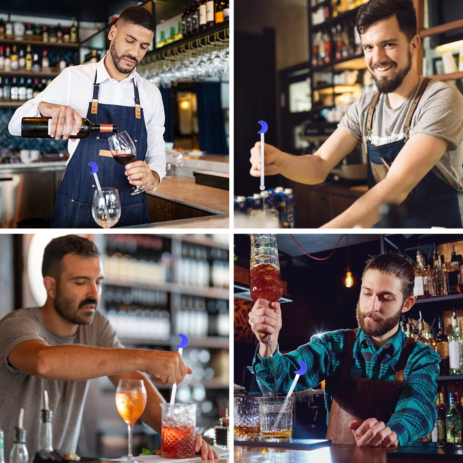 

5pcs Glass Stirrers Reusable Lightweight Cocktail Drink Stirring Sticks for Bar Parties Restaurants Modern Design Portable