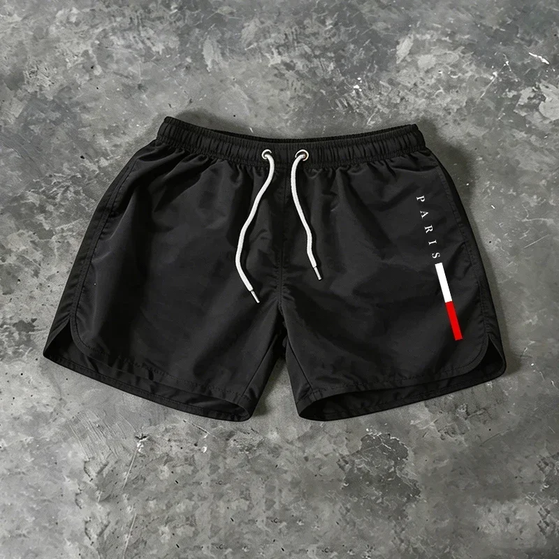 New Arrival Men Board Shorts Paris Print Summer Beach Casual Fashion Surfing Shorts Gym Fitness Running Cycling Shorts 9 Colors