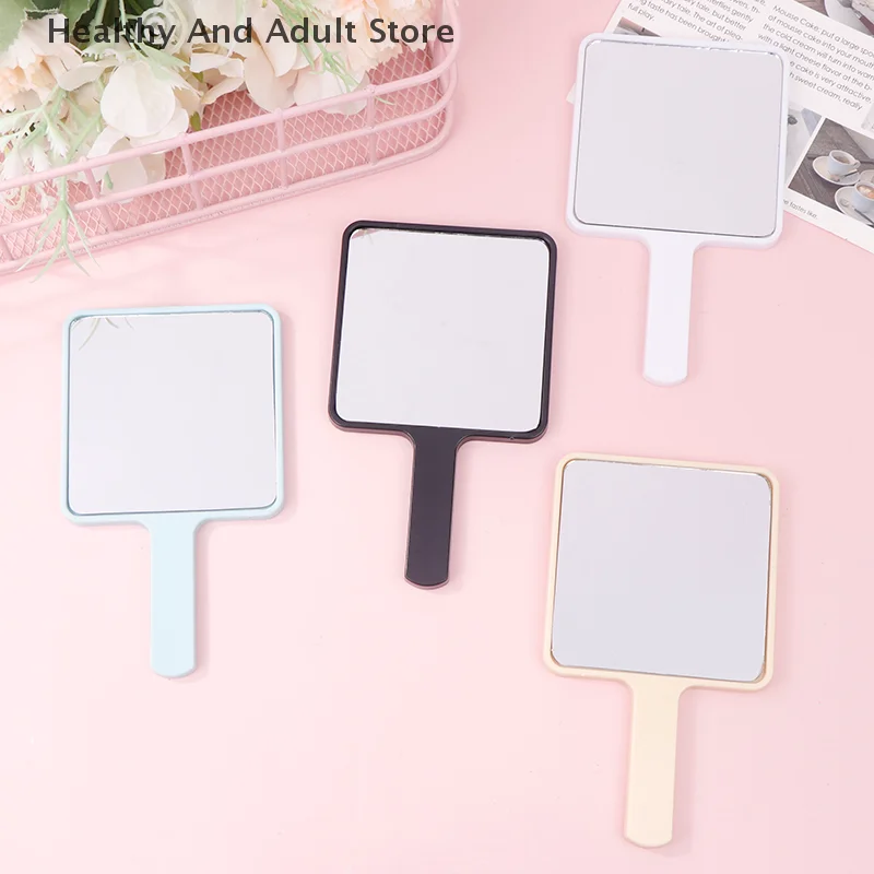 Miroir de maquillage à main carré miroir de vanité de maquillage avec poignée miroir à main SPA Salon miroirs compacts miroir cosmétique pour les femmes