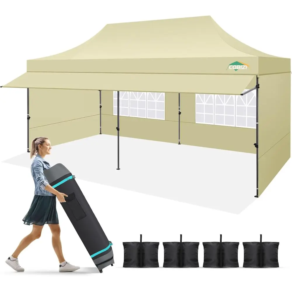 

Водонепроницаемый выдвижной навес 10x20 с тентом и боковыми стенками, сверхпрочная коммерческая палатка для мероприятий на открытом воздухе, защита от солнца UPF 50+