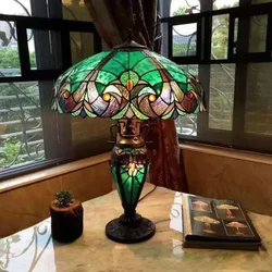 Tiffany Table Lamp for Living Room Bedroom Bedside Villa Hotel Stained Glass Desk Lamp Retro Warm Home Decor