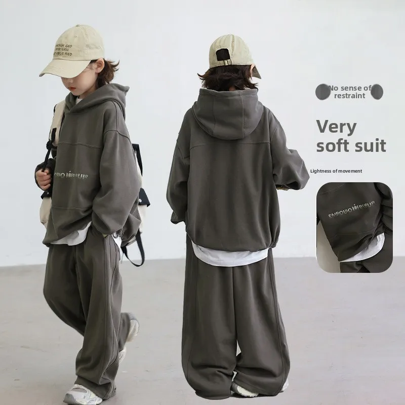 

Boys' Autumn Sports Sweater Set 2025 New Children's Hooded Korean Version Long-sleeved Trousers Casual Two-piece Set