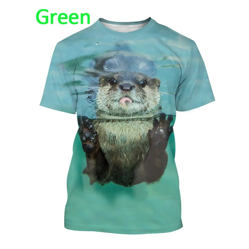 Unisex 2023 Summer T-shirt Popular 3d Animal Print Otter Casual Cute Short Sleeve Breathable Loose 6xl T Shirt Men Tops Tees