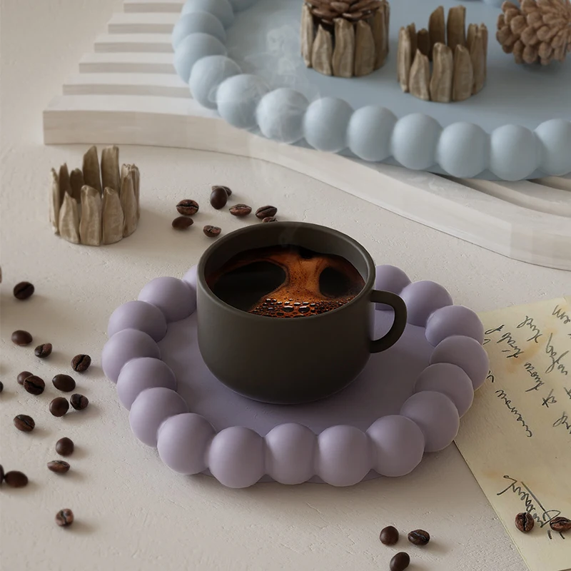 DIY Bubble Plaster Tray Coaster Silicone Mold, Candle Holder Jewelry Display Tray Home Decoration Handicraft Gift Making Mold