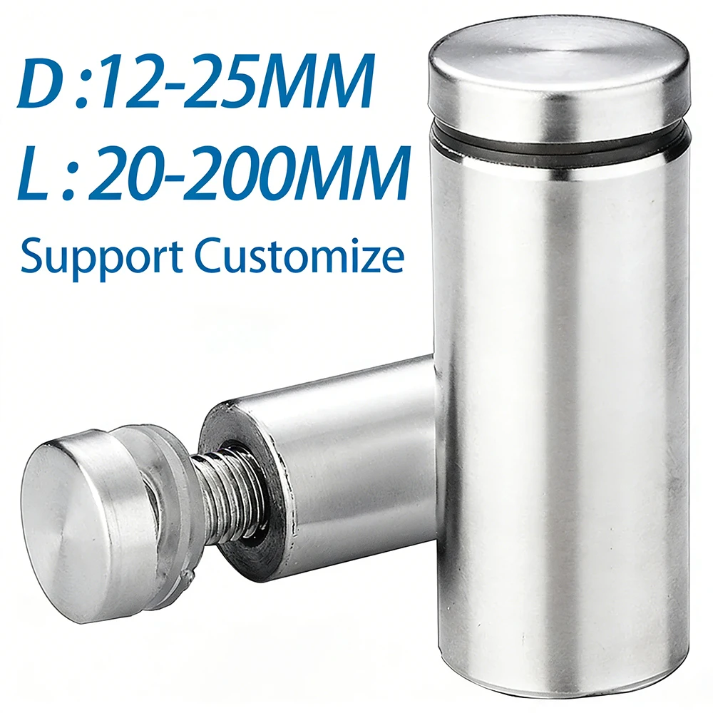 

4-6cs Stainless Steel Acrylic Advertisement Standoffs Pin Nails Billboard Glass Fasteners 12mm Fixing Screws Support Customize