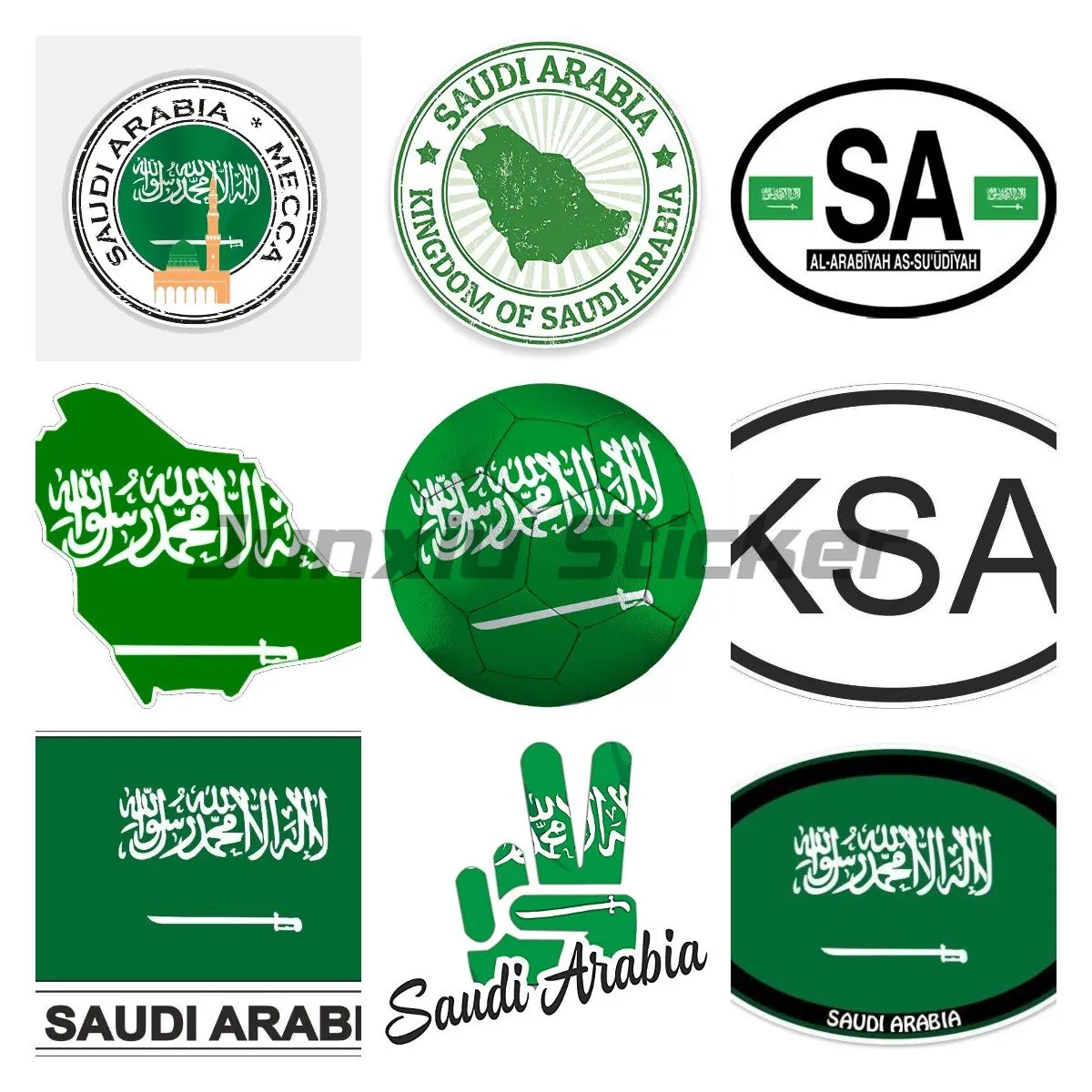 Saudi Arabia Country Code SA Flag Sticker Car Window Sticker PVC Racing Bumper Sticker Laptop Helmet Vinyl Sticker