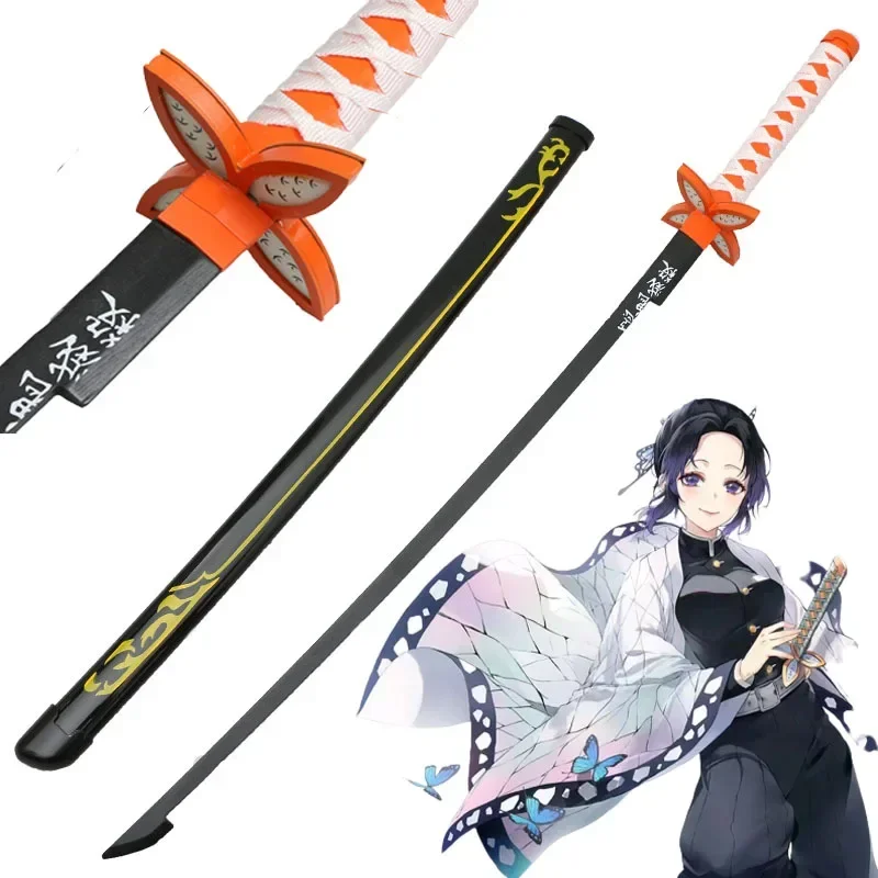 

Demon Slayer Anime Cosplay Half Kochou Shinobu 41inch Weapon Katana Agatsuma Zenitsu Role Play Sword Knife Wood Prop 104cm