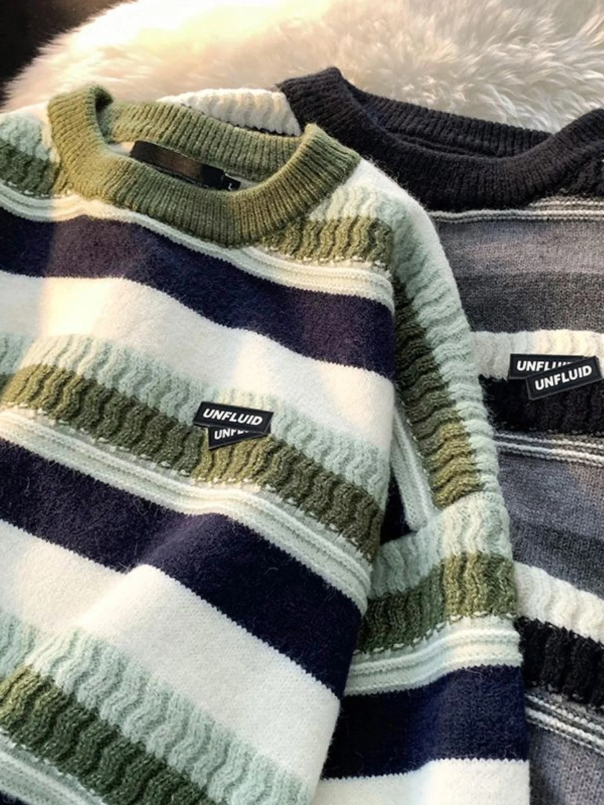 

Мужской полосатый свитер больших размеров 300, американский хип-хоп дизайн, пара Lazy Sle INS, вязаный свитер, осенний сезон, Long Sve